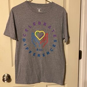 Gray woman’s Autism support Shirt with Colorful Design